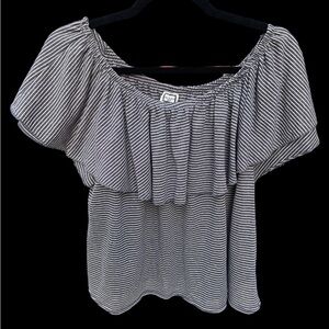 Off-Shoulder Striped Blouse